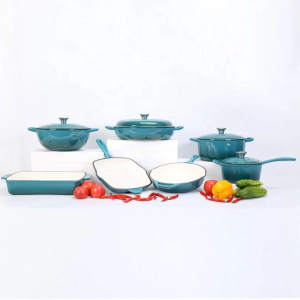 7-Piece Orange Enameled Cast Iron Cookware Set