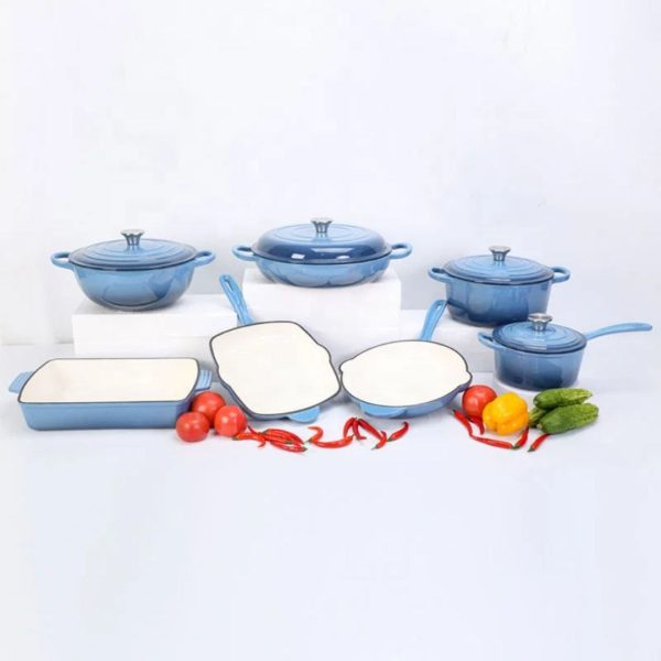 7-Piece Orange Enameled Cast Iron Cookware Set