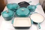 7-Piece Orange Enameled Cast Iron Cookware Set