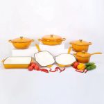 7-Piece Orange Enameled Cast Iron Cookware Set