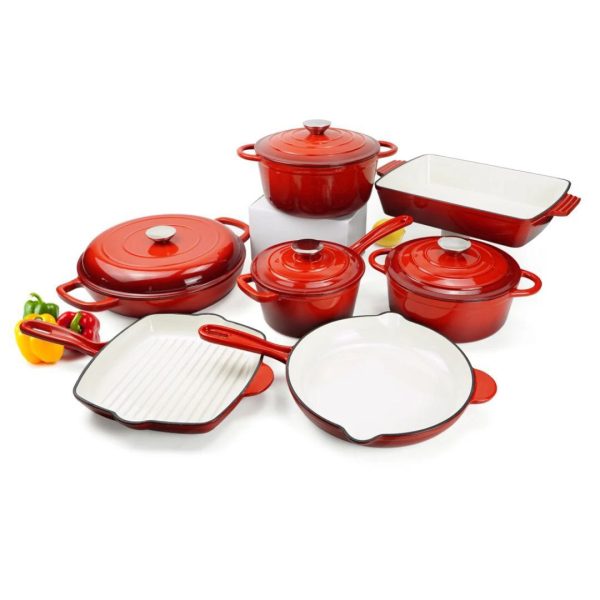 7-Piece Orange Enameled Cast Iron Cookware Set