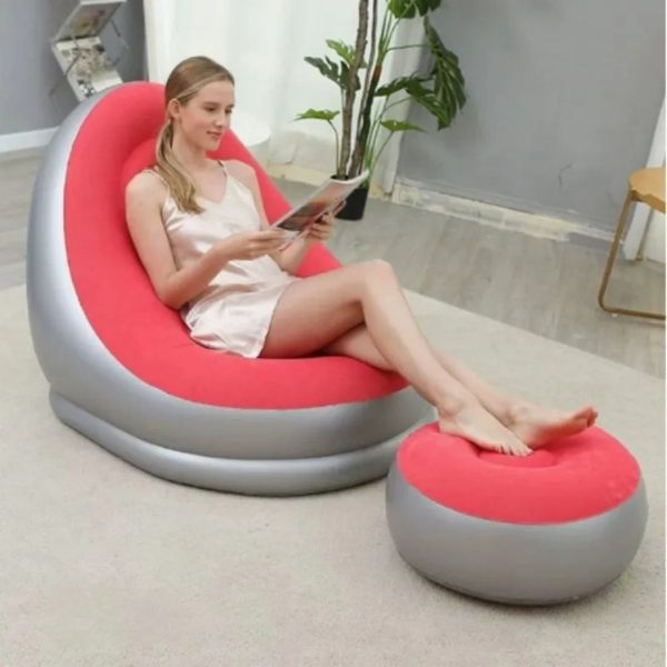 Inflatable Lounge Chair and Footstool Set