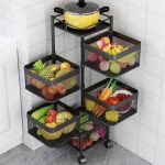 Rotating Carbon Steel Storage Basket Trolley