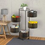 Rotating Carbon Steel Storage Basket Trolley