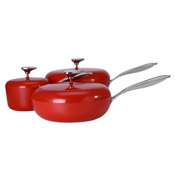 3 Set Staub Cast Iron Round Cocotte – French Enameled Heat-Retentive Dutch Oven
