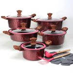Donnor Crown 15-Piece Granite-Coated Nonstick Cookware Set with Tempered Glass Lids & Utensils