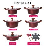 Donnor Crown 15-Piece Granite-Coated Nonstick Cookware Set with Tempered Glass Lids & Utensils