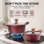 Donnor Crown 15-Piece Granite-Coated Nonstick Cookware Set with Tempered Glass Lids & Utensils