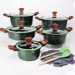 Donnor Crown 15-Piece Granite-Coated Nonstick Cookware Set with Tempered Glass Lids & Utensils