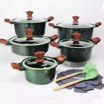 Donnor Crown 15-Piece Granite-Coated Nonstick Cookware Set with Tempered Glass Lids & Utensils