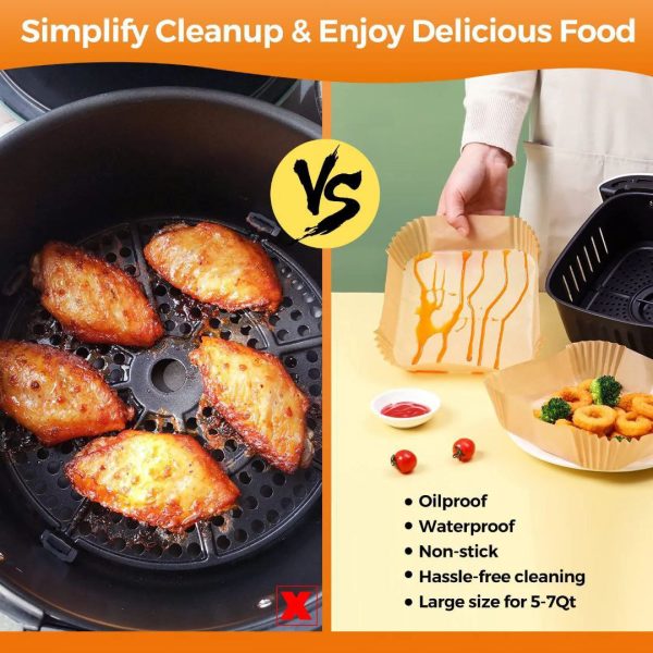 100 Pcs Disposable Round Paper Liners for Air Fryer Baskets, Grease-Proof and Heat-Resistant