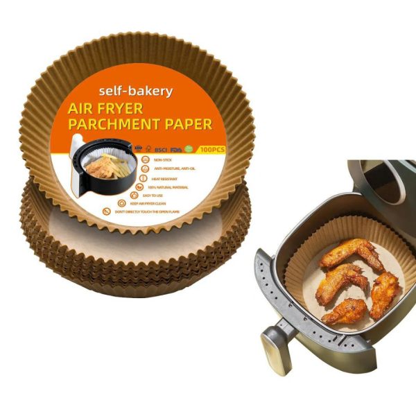 100 Pcs Disposable Round Paper Liners for Air Fryer Baskets, Grease-Proof and Heat-Resistant