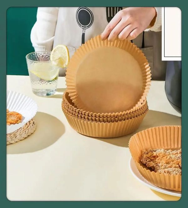100 Pcs Disposable Round Paper Liners for Air Fryer Baskets, Grease-Proof and Heat-Resistant