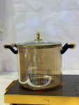 Borosilicate Glass Cooking Pot with Wooden Handles - 5.5L
