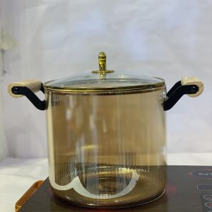 Borosilicate Glass Cooking Pot with Wooden Handles - 5.5L