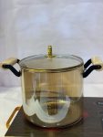 Borosilicate Glass Cooking Pot with Wooden Handles - 5.5L