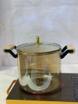 Borosilicate Glass Cooking Pot with Wooden Handles - 5.5L