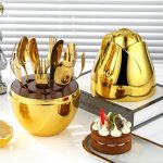 Luxury Fancy Egg-Shaped 24-Piece Golden Silverware Set