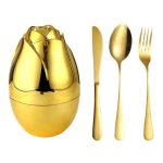 Luxury Fancy Egg-Shaped 24-Piece Golden Silverware Set