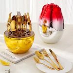 Luxury Fancy Egg-Shaped 24-Piece Golden Silverware Set