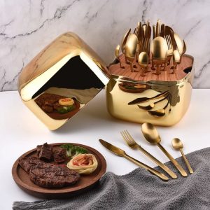 24-Piece Gold Cutlery Set for 6 People