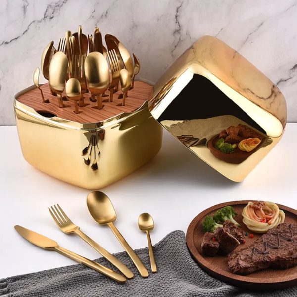 24-Piece Gold Cutlery Set for 6 People