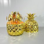 Pineapple Cutlery Set with Golden Utensils