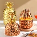 Pineapple Cutlery Set with Golden Utensils