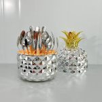 Pineapple Cutlery Set with Golden Utensils