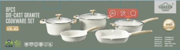 UAKEEN VK-45 Die-Cast Granite Cookware Set (5-Piece)