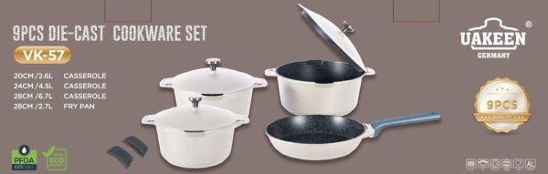 Vakeen VK-57 Die-Cast Granite Cookware Set (4-Piece)