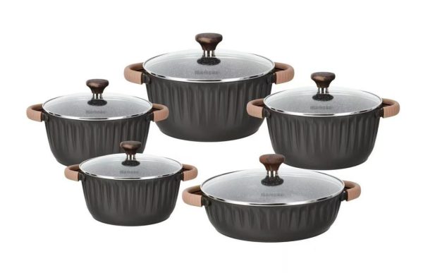 Momcoc 5-Piece Granite Non-Stick Cookware Set