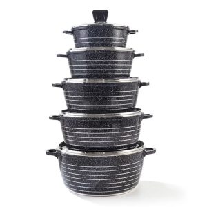 10-Piece Granite & Marble Non-Stick Cookware Set