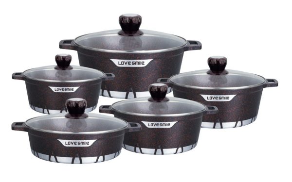 Life Smile 5-Piece Granite Coated Non-Stick Serving Dishes