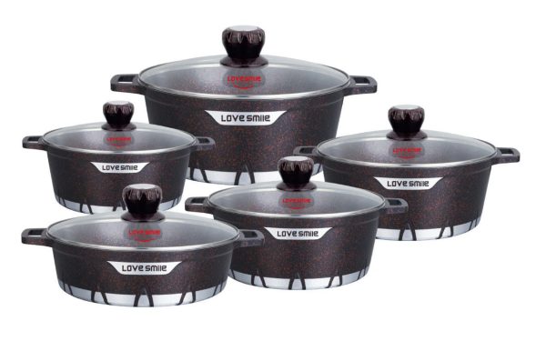 Life Smile 5-Piece Granite Coated Non-Stick Serving Dishes