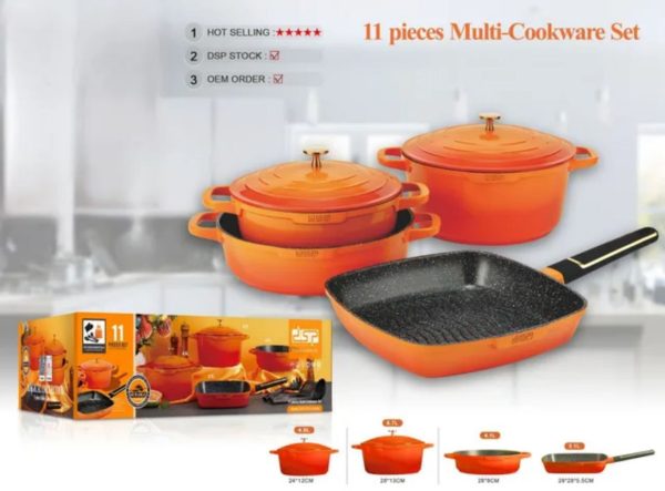 DSP CA013-S01 4-Piece Deluxe Non-Stick Cookware Set (Red)