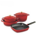 DSP CA013-S01 4-Piece Deluxe Non-Stick Cookware Set (Red)