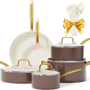 Ceramic Non-Stick Pots and Pans Set with Utensils