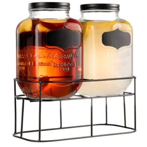 Dual Mason Jar Drink Dispenser with Metal Stand
