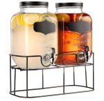 Dual Mason Jar Drink Dispenser with Metal Stand