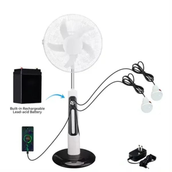 18-Inch Rechargeable Solar Fan with LED Lights