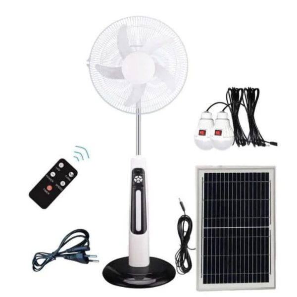 18-Inch Rechargeable Solar Fan with LED Lights