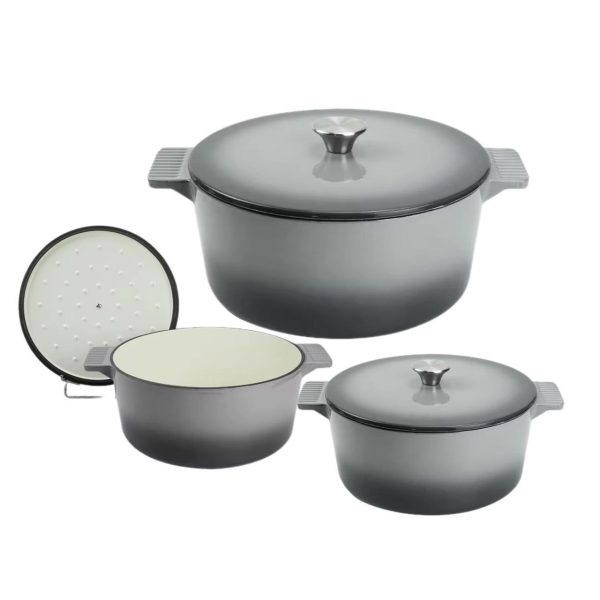 Delicious Classic 3-Piece Enameled Cast Iron Cookware Set