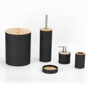 Complete Black Bathroom Accessories Set