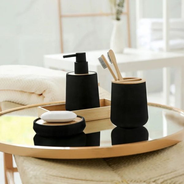 Complete Black Bathroom Accessories Set 001