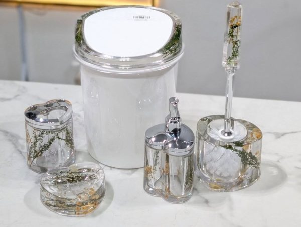 5-Piece Bathroom Organizer Set with Ocean Theme