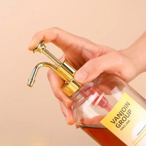 Luxurious Glass Dispenser with Gold Stainless Steel Pump