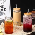 450ml Borosilicate Glass Cup with Bamboo Lid and Straw