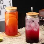 450ml Borosilicate Glass Cup with Bamboo Lid and Straw