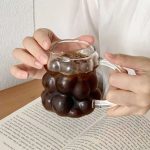 Bubble Glass Cup with Bamboo Lid and Straw